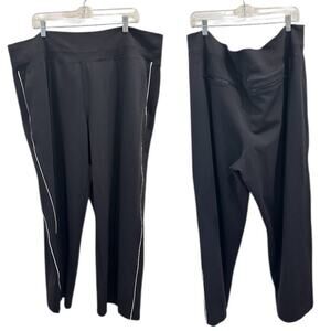 Athleta Black Venice High-Rise Track White Stripe Wide Leg Pant Active Sporty 3X